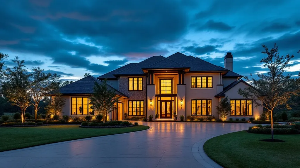 A North Texas estate at golden-hour dusk