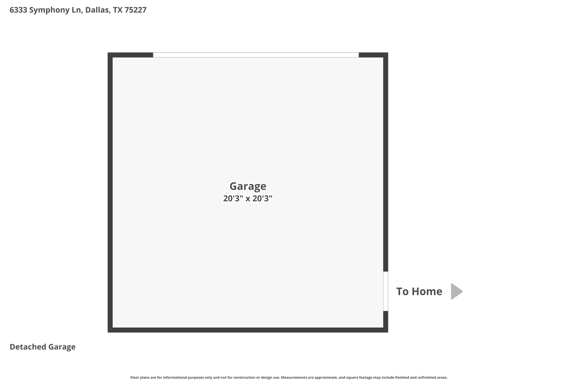 Floor plan of the detached two-car garage